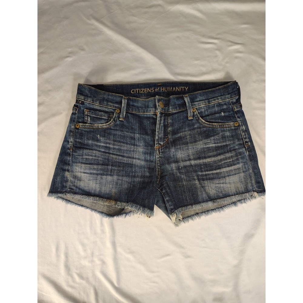 Citizens of Humanity Denim Cut Off Shorts Medium Wash Frayed Hem Size 26 978-132